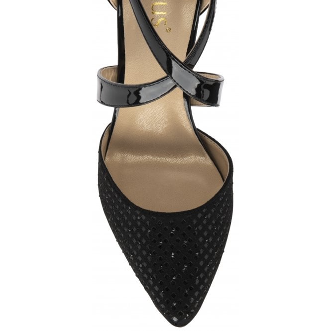  Black & Diamante Sophia Court Shoes | Lotus