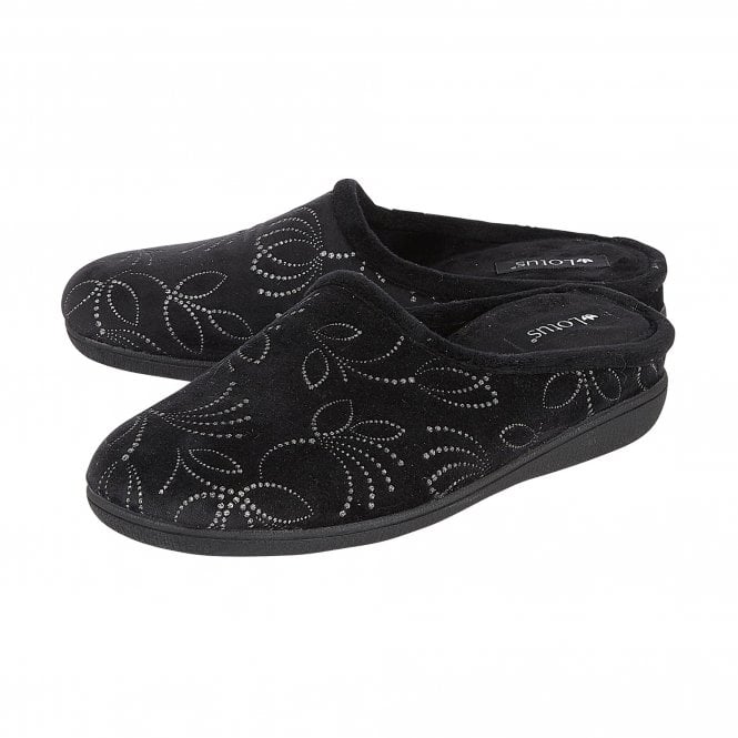  Black Elizabeth Textile Mule Slippers | Lotus