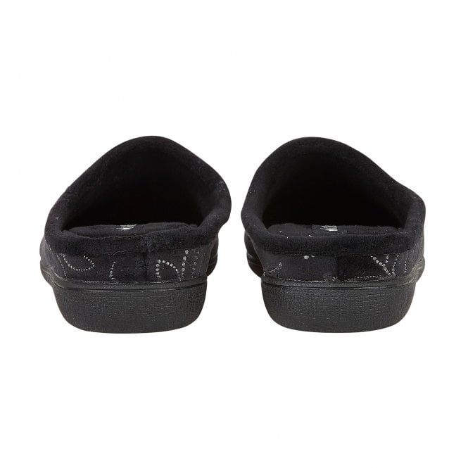  Black Elizabeth Textile Mule Slippers | Lotus