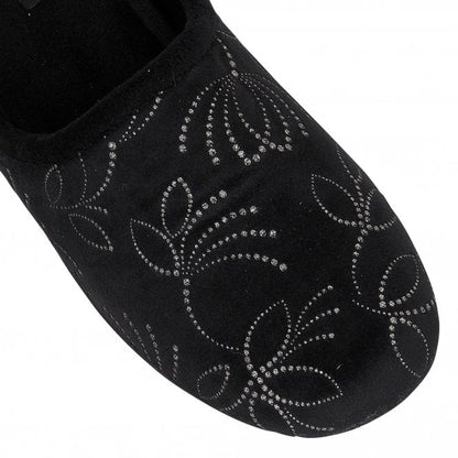  Black Elizabeth Textile Mule Slippers | Lotus