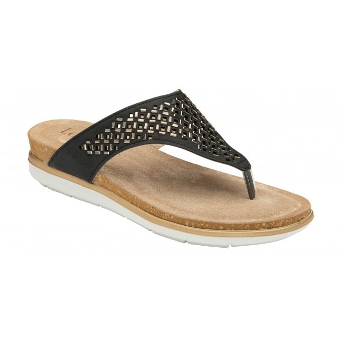  Black Ferarra Flat Toe-Post Sandals | Lotus
