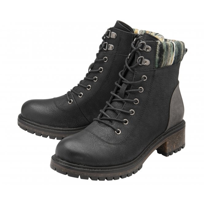  Black Hickory Zip-Up Ankle Boots | Lotus