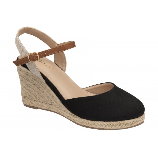  Black Katie Espadrille Wedge Shoes | Lotus