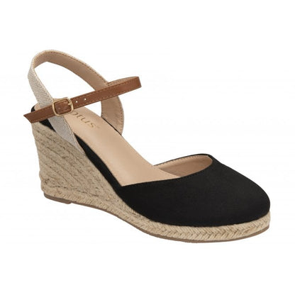  Black Katie Espadrille Wedge Shoes | Lotus
