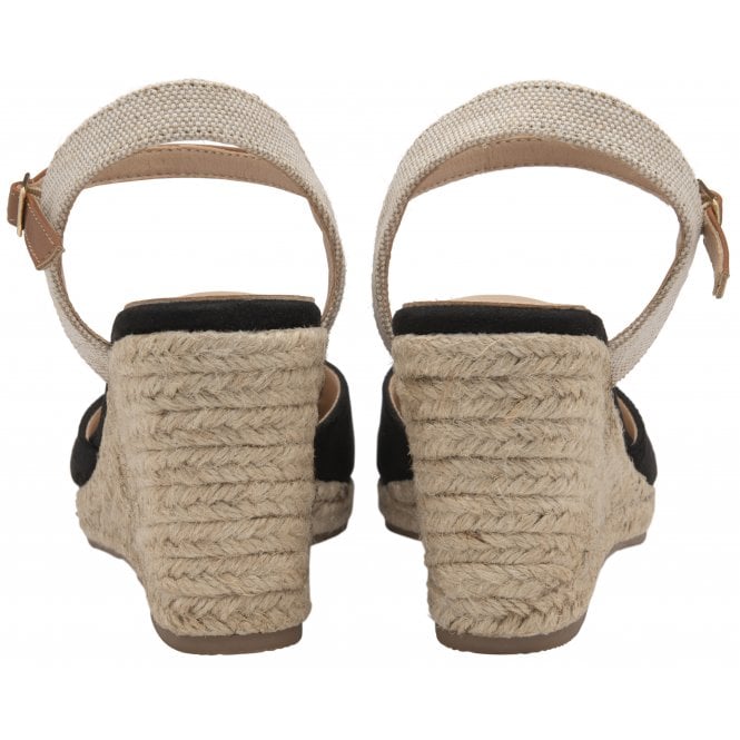  Black Katie Espadrille Wedge Shoes | Lotus