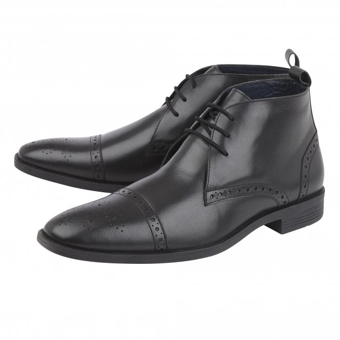  Black Leather Bradley Lace-Up Boots | Lotus