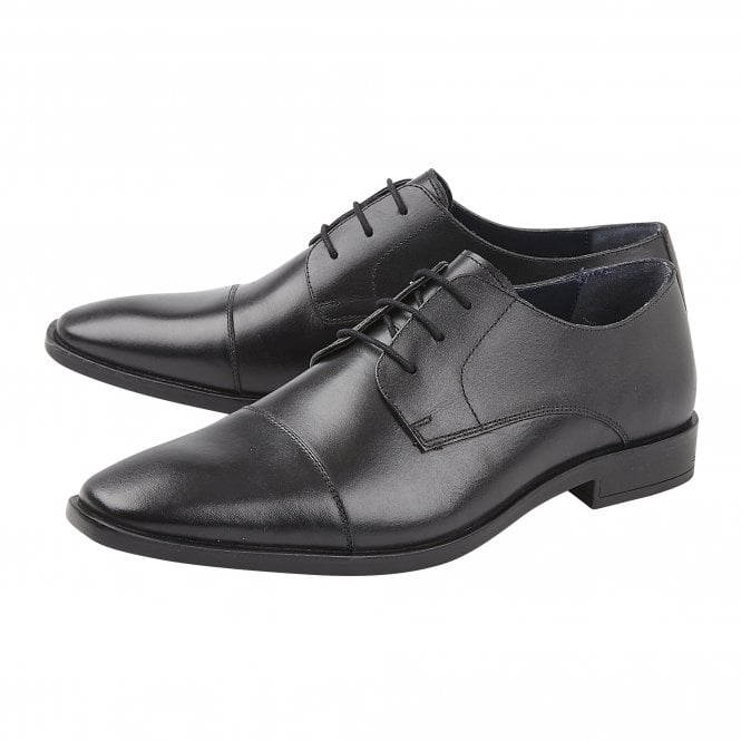  Black Leather Euston Lace-Up Derby Shoes | Lotus