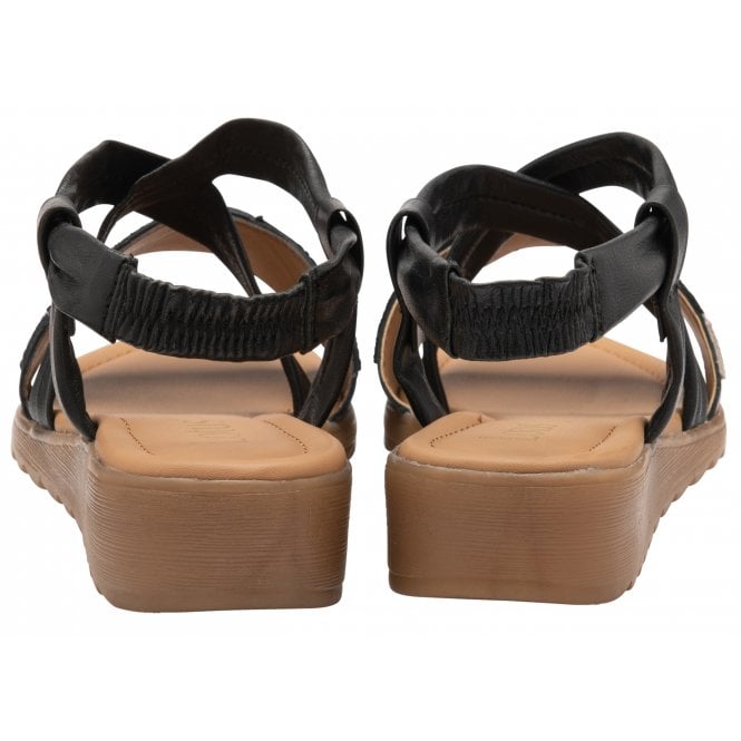  Black Leather Evette Open-Toe Sandals | Lotus