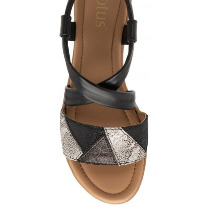  Black Leather Evette Open-Toe Sandals | Lotus