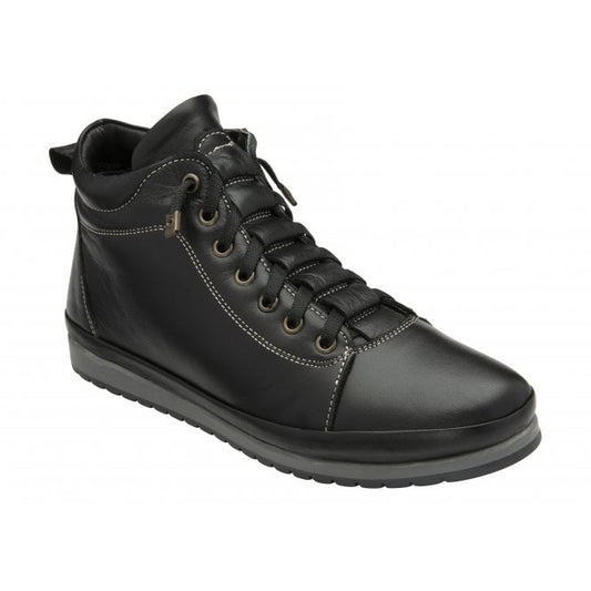  Black Leather Frida Ankle Boots | Lotus