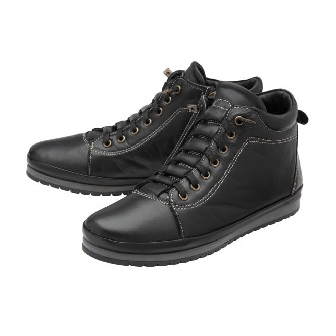  Black Leather Frida Ankle Boots | Lotus