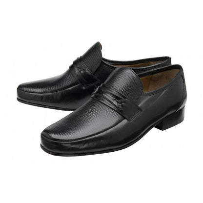  Black Leather Galligan Loafers | Rombah Wallace