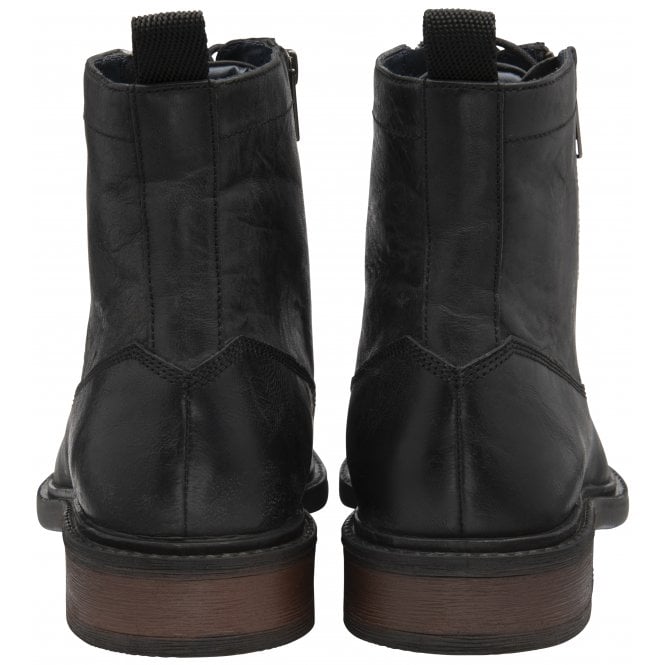  Black Leather Harry Zip-Up Ankle Boots | Lotus