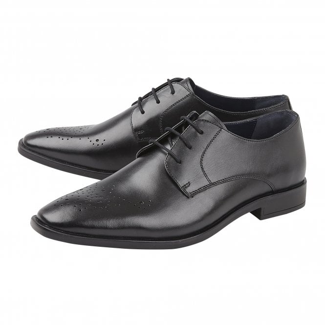  Black Leather Ivan Lace-Up Derby Shoes | Lotus