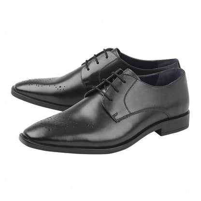  Black Leather Ivan Lace-Up Derby Shoes | Lotus