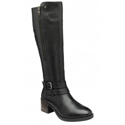  Black Leather Jive Knee High Boots | Lotus