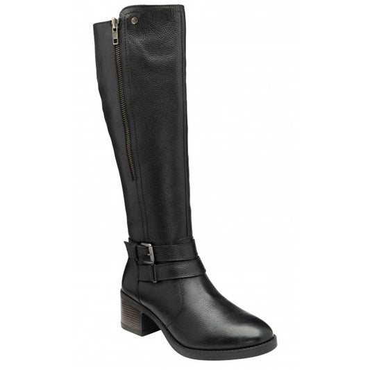  Black Leather Jive Knee High Boots | Lotus