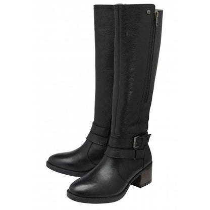  Black Leather Jive Knee High Boots | Lotus