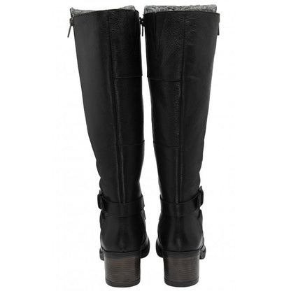  Black Leather Jive Knee High Boots | Lotus