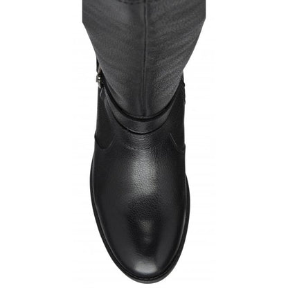  Black Leather Jive Knee High Boots | Lotus