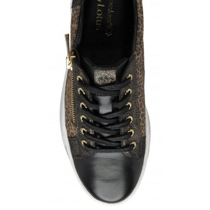  Black Leather & Leopard-Print Sky Casual Trainers | Stressless By Lotus