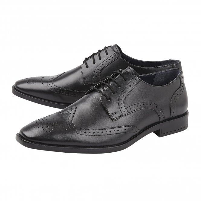  Black Leather Milton Lace-Up Brogues | Lotus