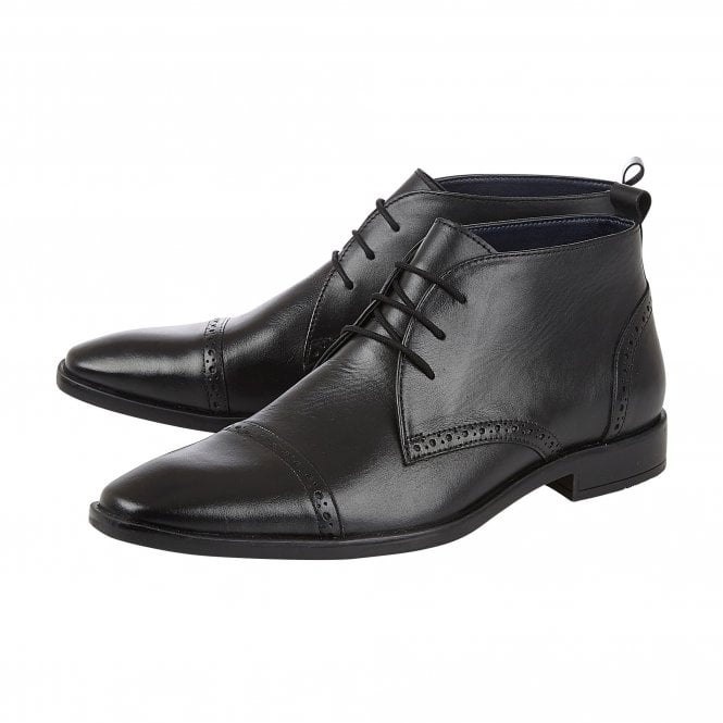  Black Leather Norris Lace-Up Boots | Lotus