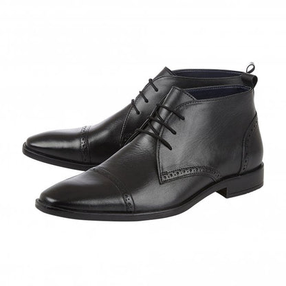  Black Leather Norris Lace-Up Boots | Lotus