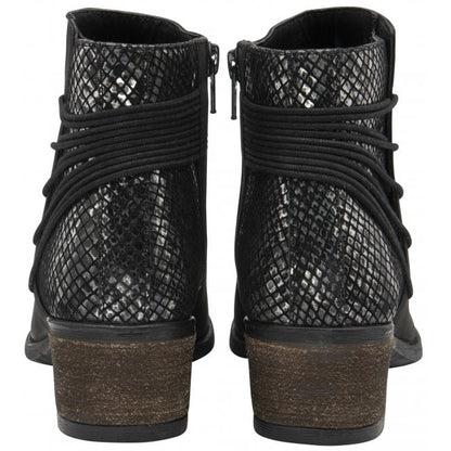  Black Leather & Snake-Print Etta Zip-Up Ankle Boots | Lotus
