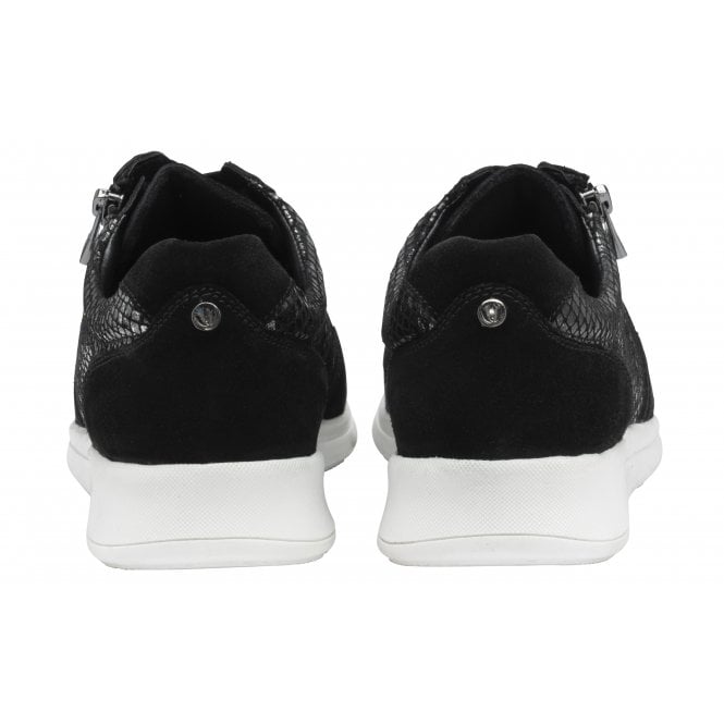  Black Leather & Snake-Print Sheryl Casual Trainers | Stressless By Lotus