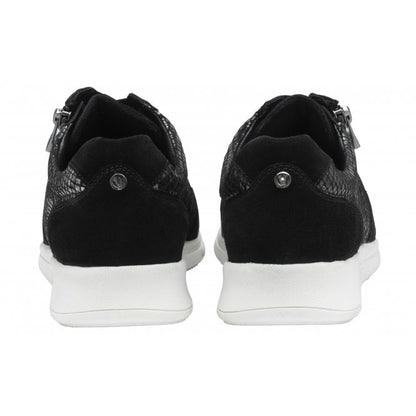  Black Leather & Snake-Print Sheryl Casual Trainers | Stressless By Lotus