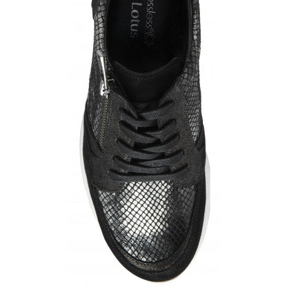  Black Leather & Snake-Print Sheryl Casual Trainers | Stressless By Lotus
