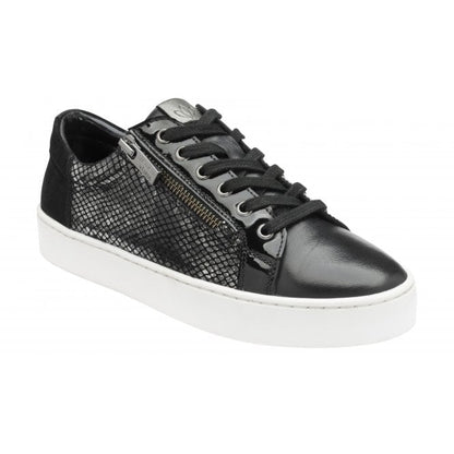  Black Leather & Snake-Print Sky Casual Trainers | Stressless By Lotus