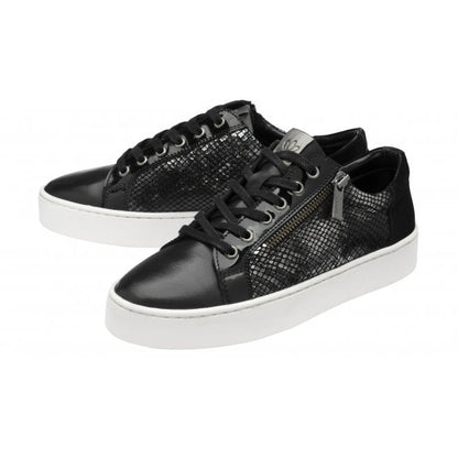  Black Leather & Snake-Print Sky Casual Trainers | Stressless By Lotus