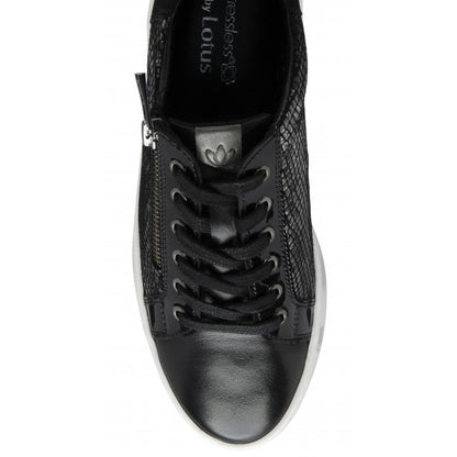  Black Leather & Snake-Print Sky Casual Trainers | Stressless By Lotus