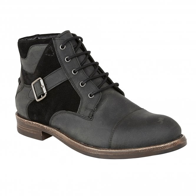  Black Leather & Suede Irvine Lace-Up Boots | Lotus