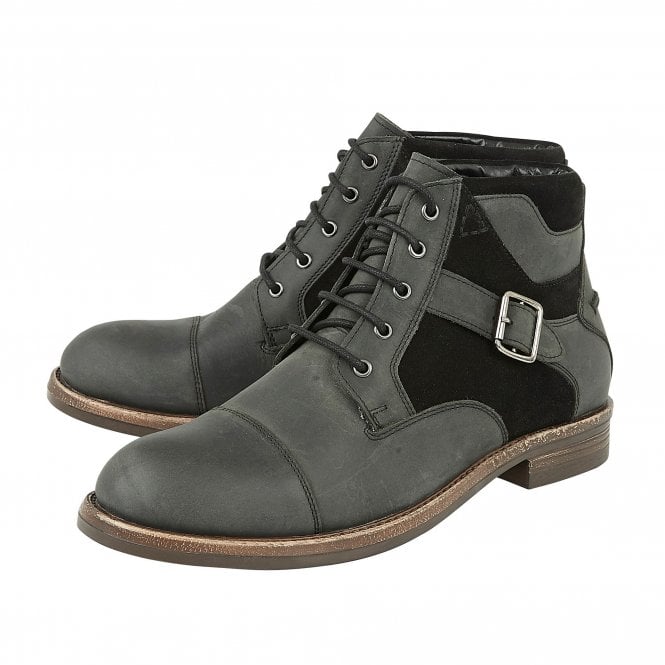  Black Leather & Suede Irvine Lace-Up Boots | Lotus