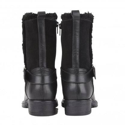 Black Leather & Suede Maddy Mid-Calf Boots | Lotus