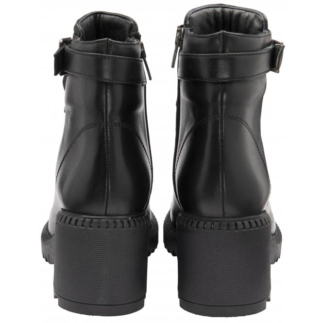  Black Leather Virginia Heeled Zip-Up Ankle Boots | Lotus
