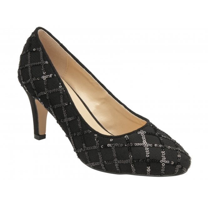  Black Lucia Patterned Court Shoes | Lotus