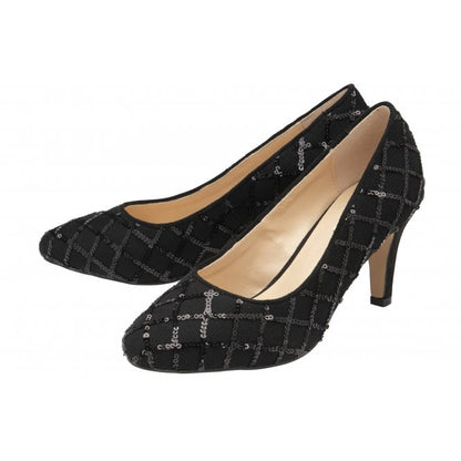  Black Lucia Patterned Court Shoes | Lotus