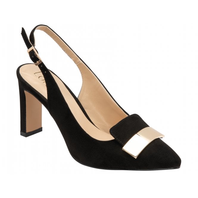  Black Microfibre Elyse Slingback Court Shoes | Lotus