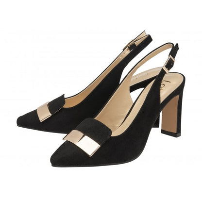  Black Microfibre Elyse Slingback Court Shoes | Lotus