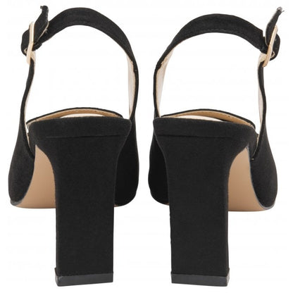  Black Microfibre Elyse Slingback Court Shoes | Lotus