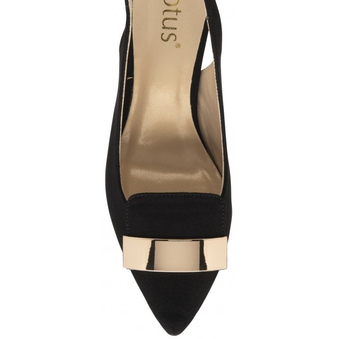  Black Microfibre Elyse Slingback Court Shoes | Lotus