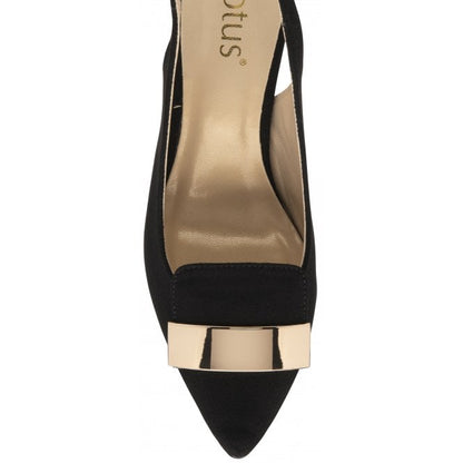  Black Microfibre Elyse Slingback Court Shoes | Lotus