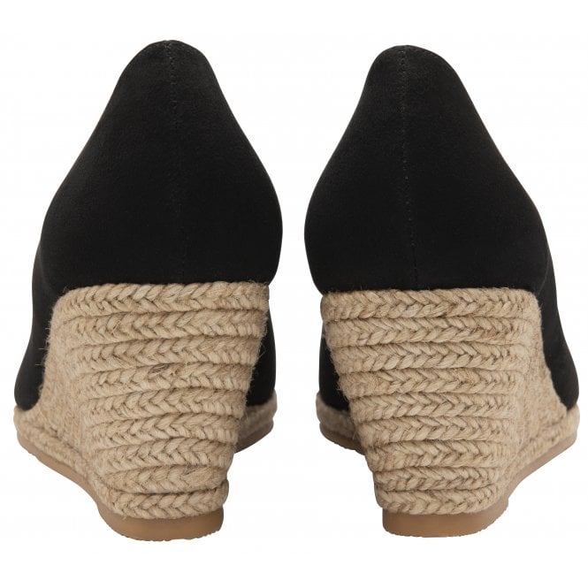  Black Microfibre Giselle Wedge Shoes | Lotus
