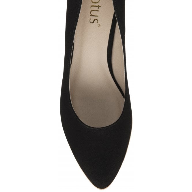  Black Microfibre Giselle Wedge Shoes | Lotus