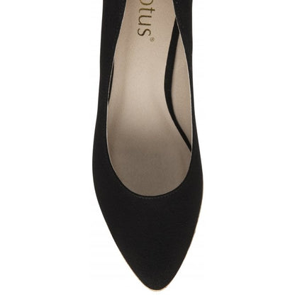  Black Microfibre Giselle Wedge Shoes | Lotus