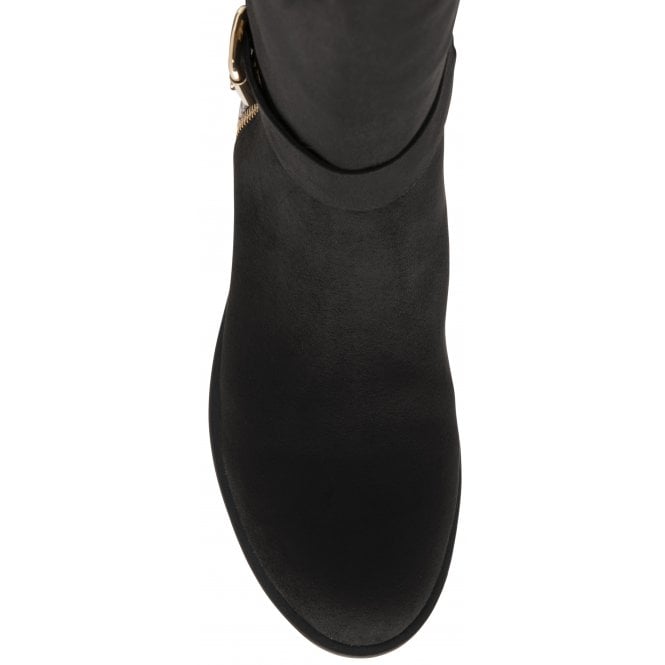  Black Microfibre & Snake-Print Harper Knee High Boots | Lotus